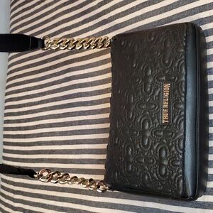 True Religion Embossed Black Crossbody Bag